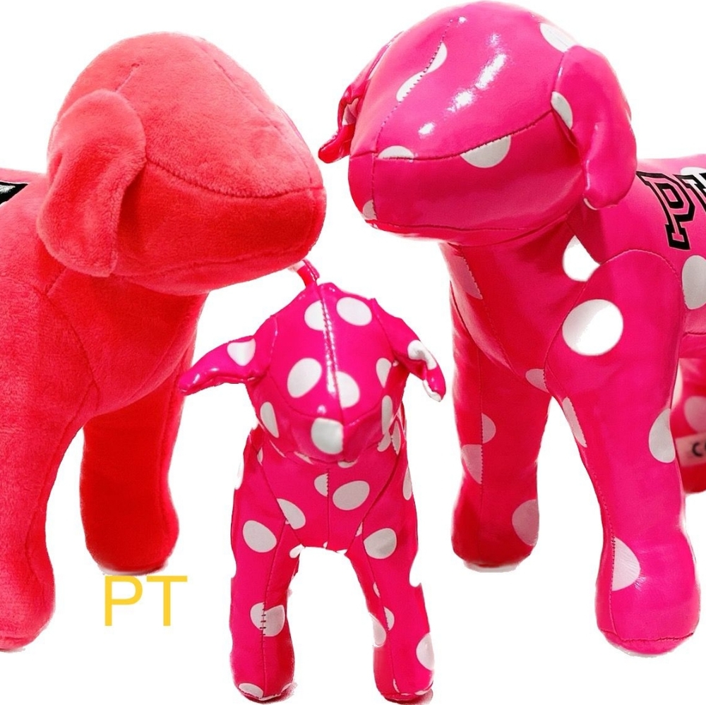 Lot of 3 Victoria's Secret PINK MINI DOG POLKA DOT and VELVET PINK NATION FLUSH